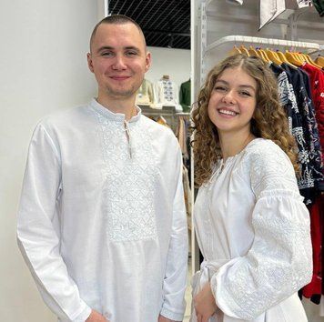 Жіноча сорочка "Елегант" біла із срібною вишивкою 12124-40 фото
