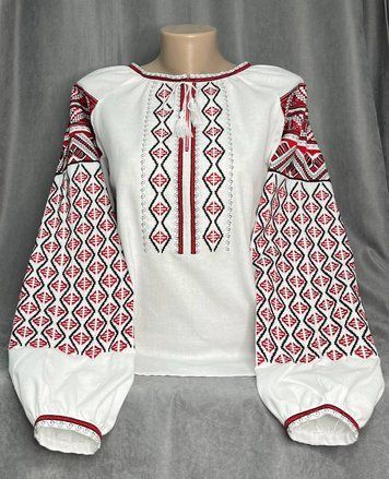 Вінничанка - біла з червоно-чорним орнаментом 8007-42 фото