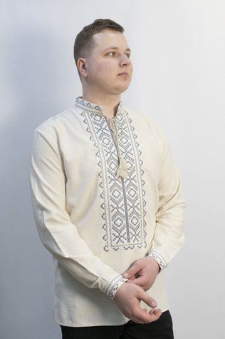 Любомир- вишиванка чоловіча лляна із срібним орнаментом