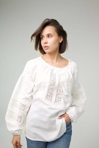 Жіноча вишиванка "Біляна" білим по білому сл0372-52 фото
