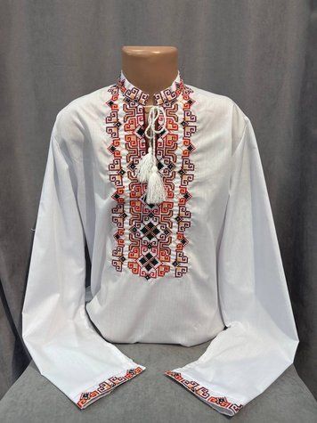 Меандр - вишиванка для хлопчика на сорочковій тканині  4428-146 фото