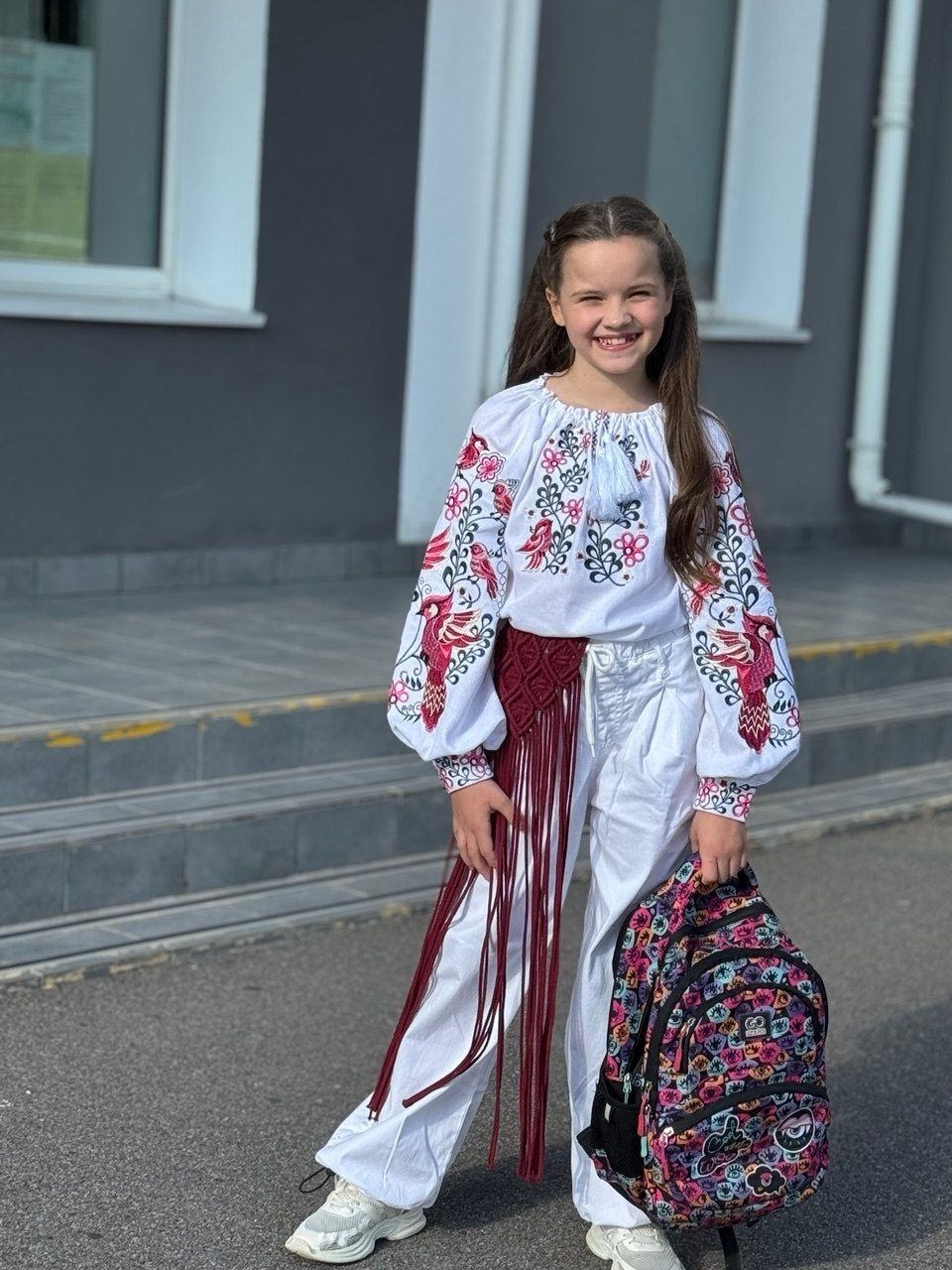 Зозулька -сорочка для дівчинки з рожевою вишивкою гл5299-104 фото