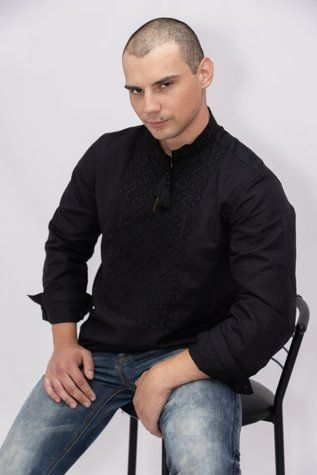 Сорочка чоловіча "Білосвіт" чорним по чорному
