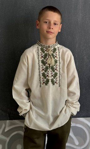 Boy&rsquo;s embroidered shirt &ldquo;Dubky&rdquo; in beige